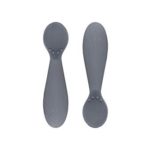 ezpz Tiny Spoon – Silicone Feeding Spoon Twin Pack (Gray)