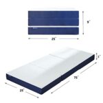 Molblly 3 inch Memory Foam Tri Folding Mattress, Portable Trifold Mattress Topper with Breathable & Washable Cover, Foldable Guest Bed for Camping, Small Twin – 25”x 75”x 3”