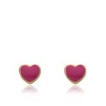 Little Miss Twin Stars Girls'”I Love My Jewels” 14k Gold-Plated Enamel Heart Stud Earrings