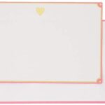 Graphique Gold Heart Flat Notes – Note Card Stationery with Adorable Soft Pink Border and Printed Gold Heart, 50 Note Cards and Matching Envelopes for Thank You Notes and Invitations, 5.625″ x 3.5″