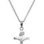 Sterling Silver Children’s Polished Crucifix Cross Pendant Necklace