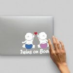 OLSI Sticker Twins on Board Baby on Board Decal for Car Truck Bumper Laptop Vinyl (Blue & Pink)
