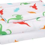 AmazonBasics Kid’s Sheet Set – Soft, Easy-Wash Microfiber – Twin, Multi-Color Dinosaurs
