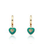Little Miss Twin Stars “I LOVE My Jewels” Hoop Earrings with Turquoise Enamel Heart Dangle