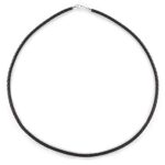Bling Jewelry 3mm Black Braided Leather Cord Chain Sterling Silver Necklace 24in