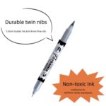 FLEXOFFICE Permanent Markers, Black Ink, Dual Tip, 1.0mm Bullet / 0.4mm Fine, 12 Count Pack, Low Odor, Quick Smooth Writing, Twin Tip marker Pens, for School, Office Supplies (FO-PM07-Black)