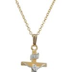 Children’s 14k Gold-Filled Two-Tone Crucifix Cross Pendant Necklace, 15″