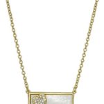 Little Miss Twin Stars Girls’ 14k Gold-Plated and Mother-of-Pearl Bar Chain Accented with Cubic Zirconia Pendant Necklace