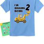 2nd Birthday Bulldozer Construction Party 2 Years Old Boy Toddler Kids T-Shirt