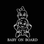 DECAL-STYLE – 13.6CMx15.8CM Vinyl Car Sticker Decal Baby On Board Twins Boy And Girl Personalized Black/Silver C10-00600