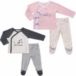 Asher & Olivia Twin Outfits for Boy and Girl Kimono Shirt Footed Pant Gift Set