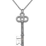 Disney Couture Cinderella Key Pendant Necklace – White Gold Plated