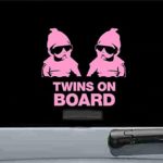 Twins On Board Carlos Vinyl Decal Sticker (SOFT PINK)