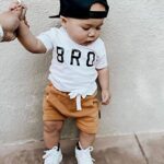 Newborn Baby Boy Clothes Summer Short Sleeve T-shirt Tops Solid Color Shorts 3 6 9 12 18 Months Boy Casual Outfits (Bro White, 12-18 Months)