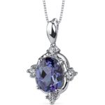 Simulated Alexandrite Pendant Sterling Silver 2.50 Carats Oval Shape