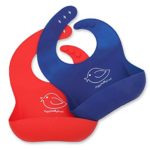 Waterproof Silicone Bib Easily Wipes Clean! Comfortable Soft Baby Bibs Keep Stains Off! Spend Less Time Cleaning After Meals with Babies or Toddlers! Set of 2 Colors (Red/Blue)