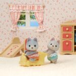 Calico Critters Husky Twins, Set of 2 Collectible Doll Figures with Vehicle Accessory