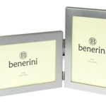 benerini Brushed Aluminum Satin Silver Color Twin 2 Picture Double Folding Photo Frame Gift – Takes 2 Standard 6 x 4 inch photographs (1 Landscape and 1 Portrait Style)