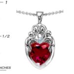 Star K Loving Mother Twins Family Pendant Necklace with 8mm Heart Shape Created Ruby Sterling Silver