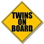 MAGNET 5×5 inch Caution Sign Shaped TWINS On Board Sticker (fun funny humor fraternal) Magnetic vinyl bumper sticker sticks to any metal fridge, car, signs