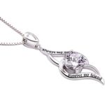 ALOV Jewelry Sterling Silver “always my sister Forever my friend” Love Cubic Zirconia Pendant Necklace