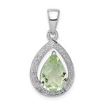 925 Sterling Silver Green Quartz Diamond Pendant Charm Necklace Gemstone Fine Jewelry Gifts For Women For Her