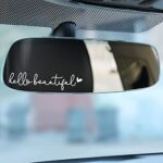 3x Hello Beautiful Rearview Mirror Decal, Vanity Mirror Stickers, Rear View Mirror Vinyl Decal, Car Accessories Gifts, Car Decal For Women, Car Window Decal, Self Affirmations Decal