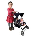 Double Baby Doll Stroller for Twin Dolls | Toy Doll Stroller for Toddlers, 4 Year Old, 5 Year Old Girls, 8 Year Old | 25” Tandem Play Toy Stroller for Baby Dolls, Denim Baby Stroller for Dolls