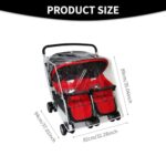 Double Stroller Rain Cover with 2 Buggy Hook, Universal Side by Side Pushchair Waterproof Dust Proof Cover Pram Accessories for Outdoor Travel(Transparent)
