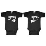 I Rock – I ROLL – Twins Funny Siblings – Two Infant Bodysuit Combo, NB, Black