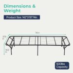 Bed Frame, Foldable Metal Platform Bed Frame Mattress Foundation Box Spring Replacement Heavy Duty Steel Slat Classic Metal for Home, Office, 14 Inch High, Black, Twin