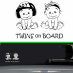 Twins on Board Decal Sticker for Rear car Minivan SUV Window Twins Siblings … (Girl & Boy, White)