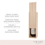 Twine, Single Bottle Wooden Decorative Wine Box with Lid, Great for Wine Accessory Sets, Exposed Wood Grain