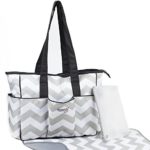 Diaper Bag Chevron w/Changing Mat, Premium Designer Diaper Bags for Girls Boys Twins, Baby Shower Gifts for Mom Dad