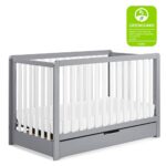 Carter’s by DaVinci Colby 4-in-1 Convertible Crib with Trundle Drawer in Grey and White, Greenguard Gold Certified, Undercrib Storage