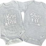 Twin Onesies Outfits for Baby Girls & Boys, Perfect for Newborn Twins 2 Pack (0-3 Months, Show Off)