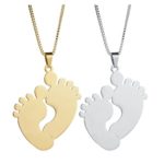 BBX JEWELRY Personalised Baby Feet Necklace Pendant with Boy/Girl Option Gift for Twins New Mum Gift New Mom New Baby