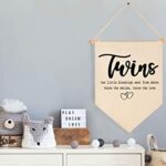 Twin Room Sign-Twins Two Little Blessings-Canvas Hanging Pennant Flag Banner Wall Sign Decor Gift for Nursery Baby Kids Boy Girl Newborn Nephew Teen Bedroom Playroom Front Door-Birthday Christmas Gift