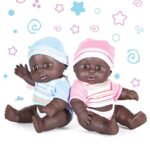 PREXTEX Mini Twin Black Baby Doll Set – African American Doll Set | Realistic Baby Doll Black Girl and Boy Baby Doll | Baby Dolls for 2 Year Old Girls | Doll Baby Toy for Toddlers | Toddler Baby Doll