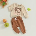 Adobabirl Toddler Baby Halloween Outfit Boy Girl Cutest Pumpkin Sweatshirt and Pants Set Halloween Fall Baby Clothes (Cutest Pumpkin In The Patch Outfit,12-18 Months)