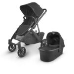UPPAbaby Vista V2 Stroller – Jake (Black/Carbon/Black Leather) + Mesa Infant Car Seat – Jake (Black)