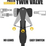 BV Smart Twin Valve Head for Bike Floor Pump – Fits Presta, Schrader and Dunlop – Bike Pump Replacement Head, Twinhead Bicycle Parts, Compatible with Topeak