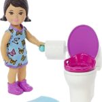 Barbie Small Doll and Accessories, Babysitters Inc. Toddler Doll Set with Toilet and 5 Themed Pieces, Babysitters Inc.