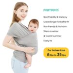 Acrabros Baby Wrap Carrier,Hands Free Baby Carrier Sling,Lightweight,Breathable,Softness,Perfect for Newborn Infants and Babies Shower Gift,Grey