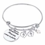 Ralukiia Twin Mom Gifts Sometimes Miracles Come in Pairs Bangle Bracelet Twins Jewelry Cute Baby Announcement Pregnancy New Mom Gift