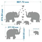 Elephant Wall Decal Family Wall Decal With Hearts and Butterfly Wall Decals Baby Nursery Decor Kids Room Wall Stickers, Grey