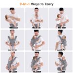 Baby Carrier Newborn to Toddler: Advanced 9-in-1 Toddler Carrier with Lumbar Support All Seasons & Positions Perfect for Hiking Shopping Travelling 3-36 Months 7-40lbs – Baby Carrier with Hip Seat