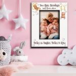 BELLA BUSTA-Twice The Blessings From Above,Twice The Smiles, Twice The Love-TWINS Babies Theme Frame-Nursery Decor-Engraved Leather Picture Frame (5×7 Vertical)