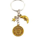 Zodiac Sign Moon and Star The Twins May 21 through June 20 Gemini is informative connected expressive intelligent sharing versatile curious and kind Key Chain Keychain Gemini 109C