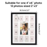 EXYGLO Collage Picture Frames with 13 Opening White Mat, Black School Picture Frame k-12 Wall Mounting, Display 12 Wallet Size 2×3 Pictures and 1 Separate 4×6 Photo, 1 Pack